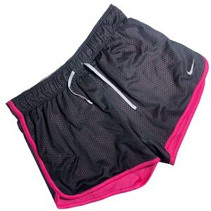 Nike Youth L Black Pink Lined Mesh Soccer/Gym Shorts